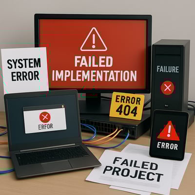 Failed implementations in an IT environment No people in the image