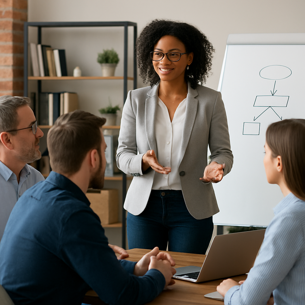 create a guided coaching visual for msps with real people no text