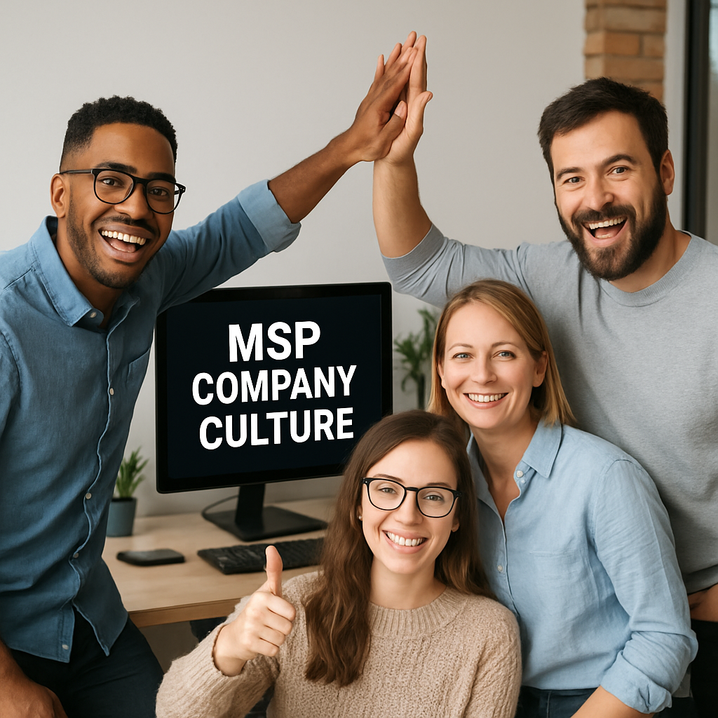 generate an image of msp company culture with a computer in the background-1