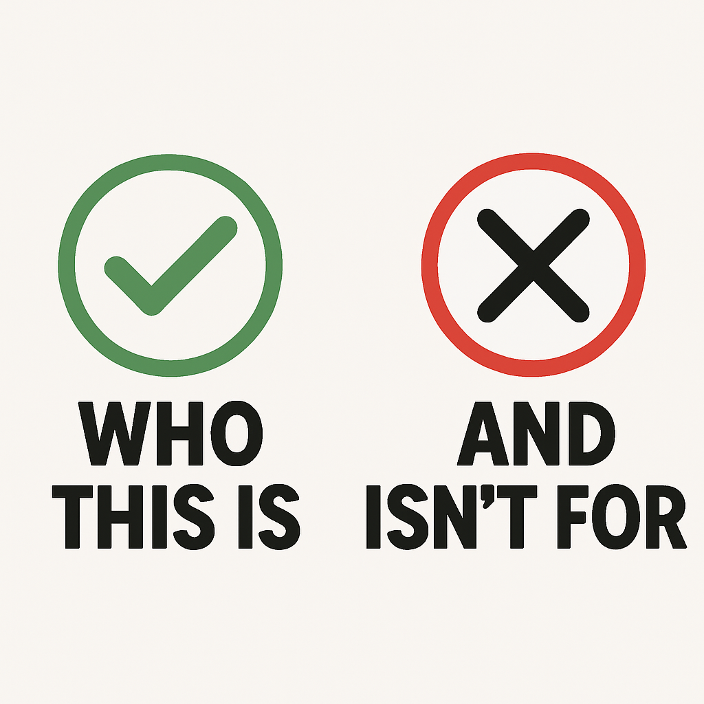 who this is and isnt for VISUAL PLEASE WITHOUT WORDS JUST HAVE THE WORDS WHO THIS IS AND ISNT FOR