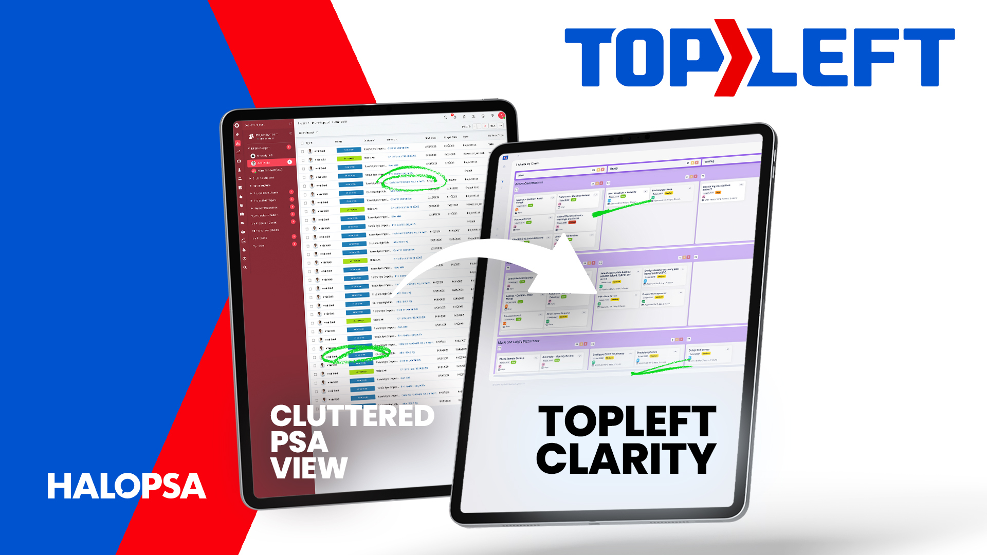 TopLeft HaloPSA New UI Cluett to Clarity Graphic